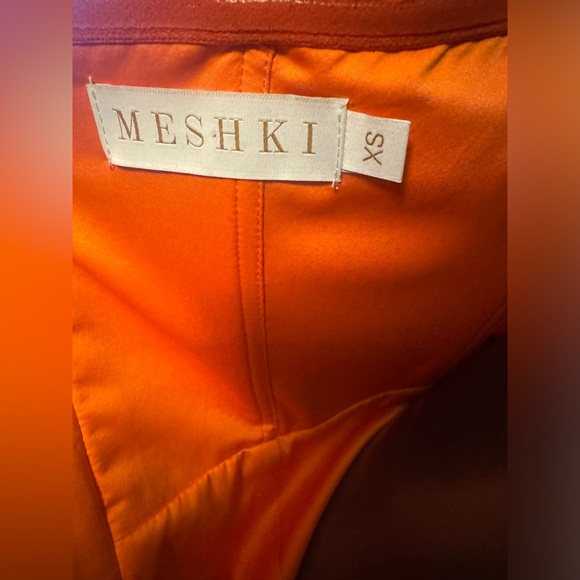 Meshki XS Formal Dress Gown Prom Wedding Orange Slit Long Strapless *zipperworks - Picture 7 of 8